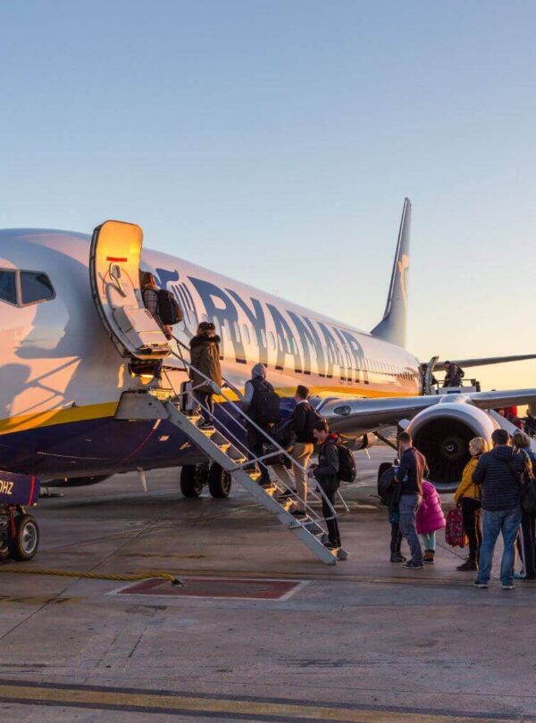 Boarding on Ryanair Jet Budget travel