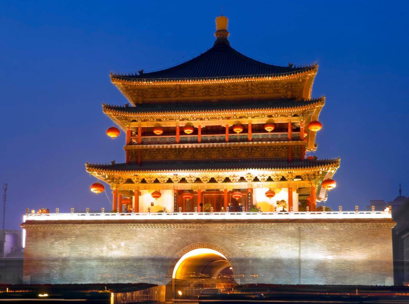 Bell Tower at Night Xian China