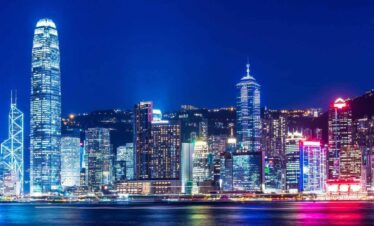 Illuminated Sky Scrapers Hong Kong